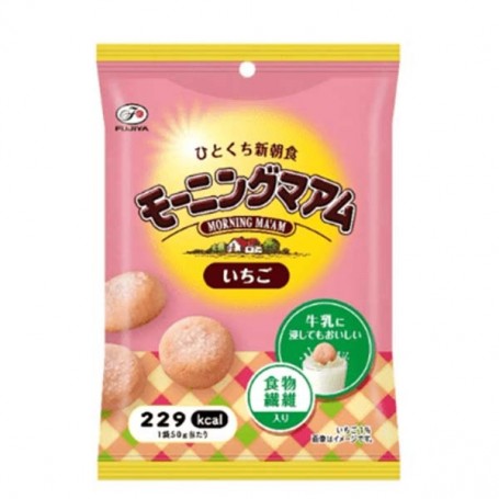 Fujiya Biscotti Soffici alla Fragola con Fibre alimentari, 50g