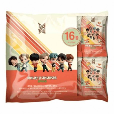 Snack Di Alghe al gusto Olio di Olive da 16 Monoporzioni, TinyTan BTS, 64g