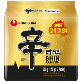 Shin Ramen Piccante al Pollo 600g (5 pacchetti), Nongshim
