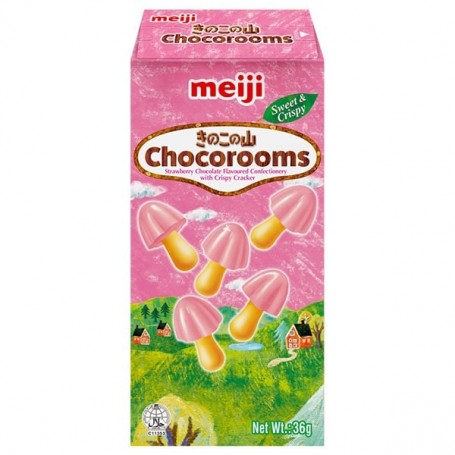 Biscotti Gusto Fragola a Forma di Funghi 36g, Meiji