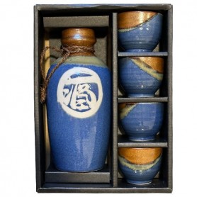 Set per Sake Blu e Marrone, Edo Japan