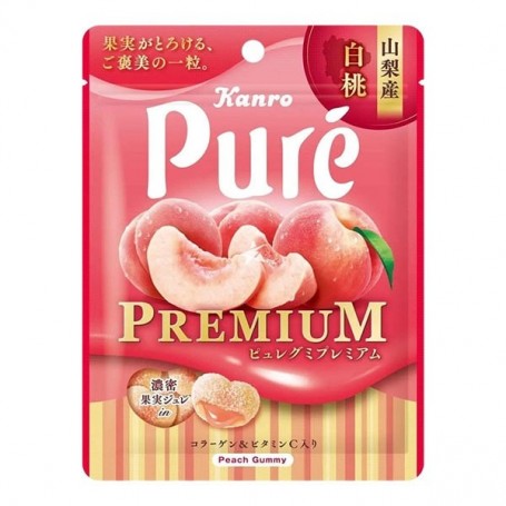 Caramelle Purè Gommose Premium Pesca 54g, Kanro